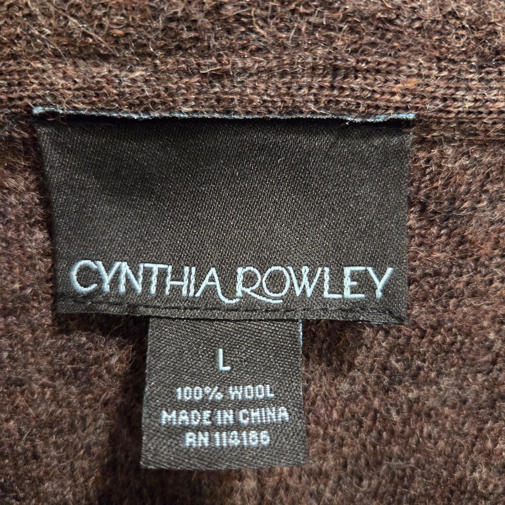 Cynthia Rowley Artsy Wool Blazer Cardigan Womens Sz Large Brown Felted Leaves - Picture 3 of 5